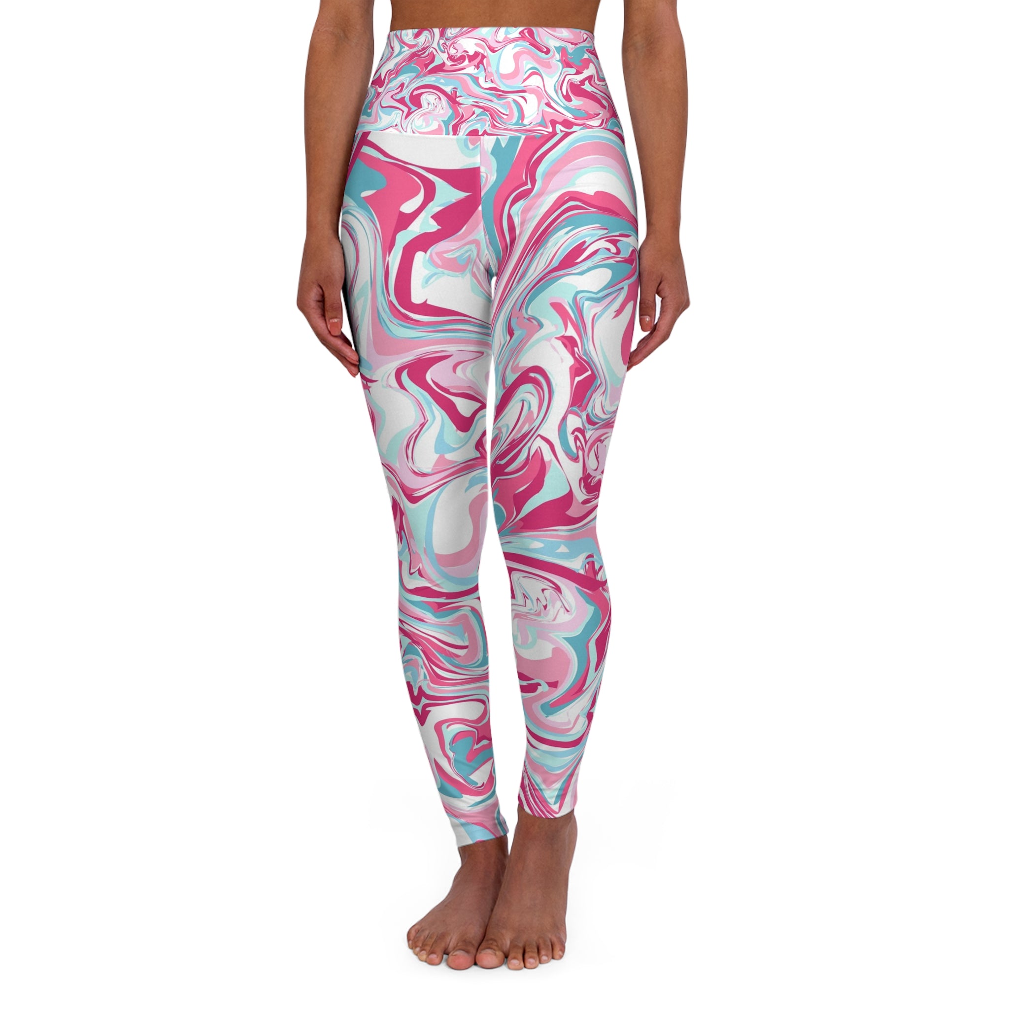 Colorful Marble High Waisted Yoga Leggings - Comfortable & Stylish Activewear for Fitness Enthusiasts